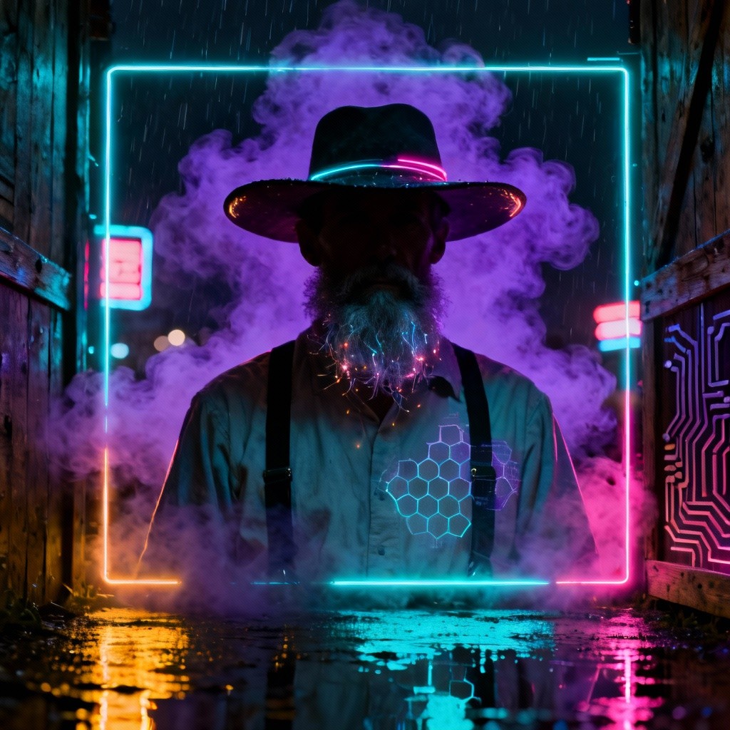 Free Tradition Meets Technology Photo Cyberpunk Neon Amish