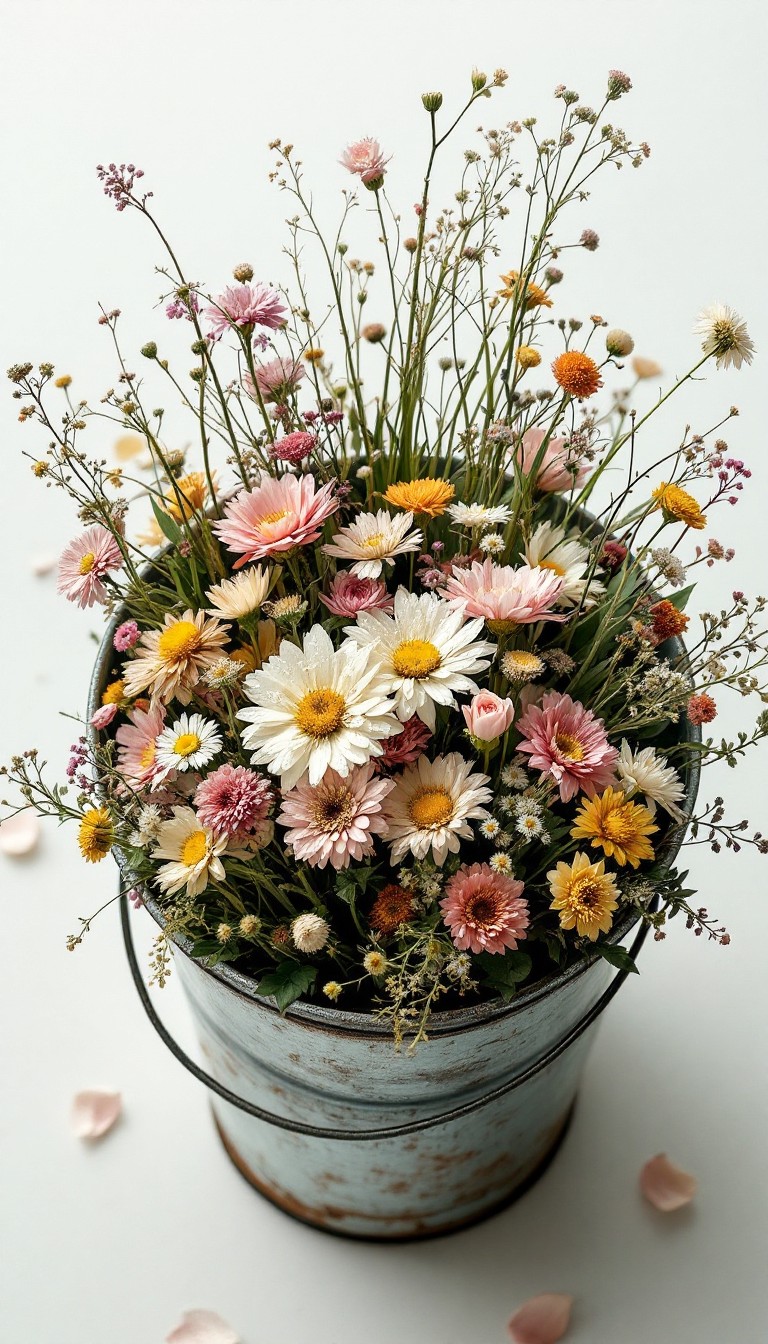 Free Rustic Bucket Blooms Image - Wildflowers, Daisies, Bucket ...