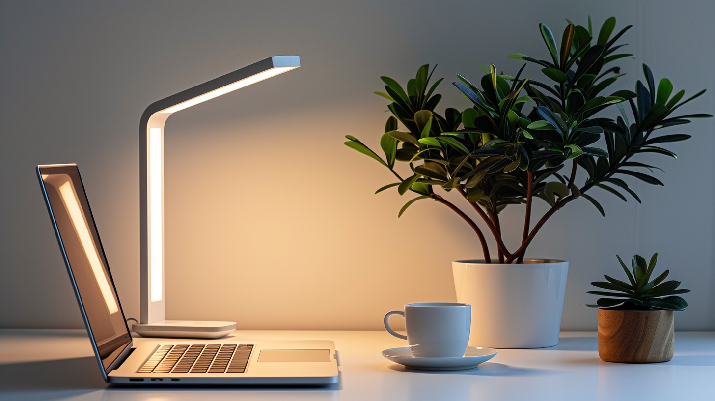 Free Cozy Workstation Setup Image - Workspace, Laptop, Led Lamp ...