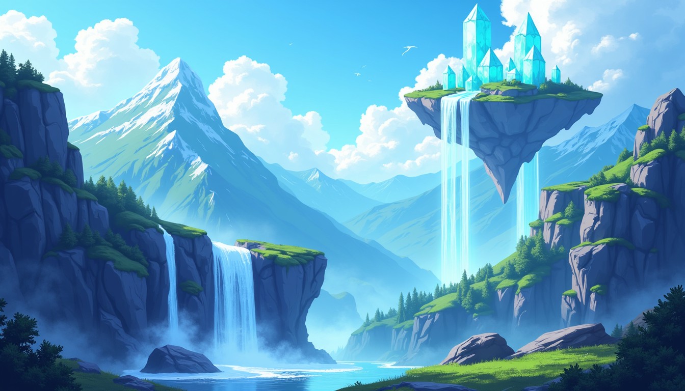 Free Crystalline Waterfall Paradise Image - Fantasy, Azure, Waterfall ...