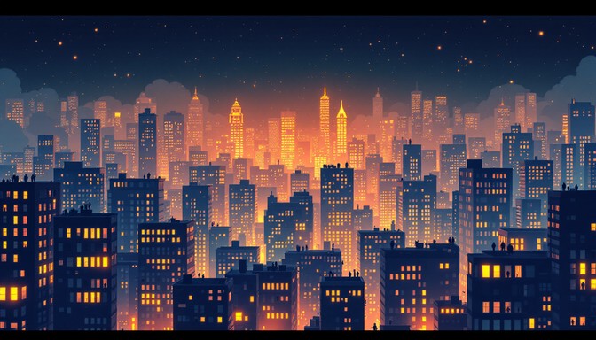 Free Glowing Pixel Metropolis Image - Cityscape, Metropolis, Night ...