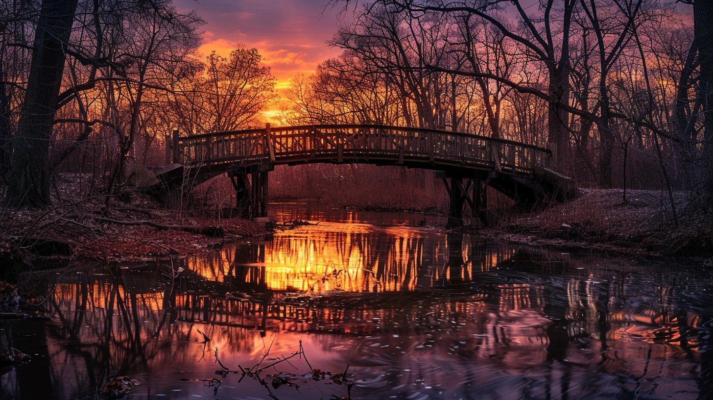 Free Sunset Bridge Reflection Image - Sunset, Bridge, Reflection ...
