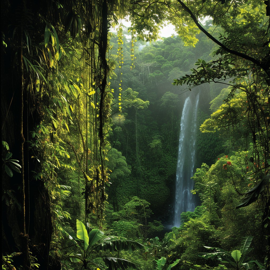 Tropical Waterfall Pattern Free Enchanting Tropical Waterfall Image - Waterfall, Rainforest ...