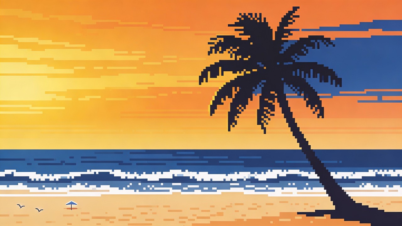 Free Pixel Paradise Sunset Image - Pixel, Retro, Sunset | Download at ...