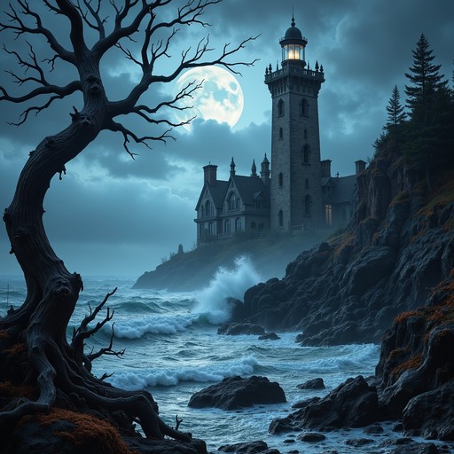 Grotesque Lighthouse Free Moonlit Maritime Mystery Image - Lighthouse, Gothic, Moonlight ...