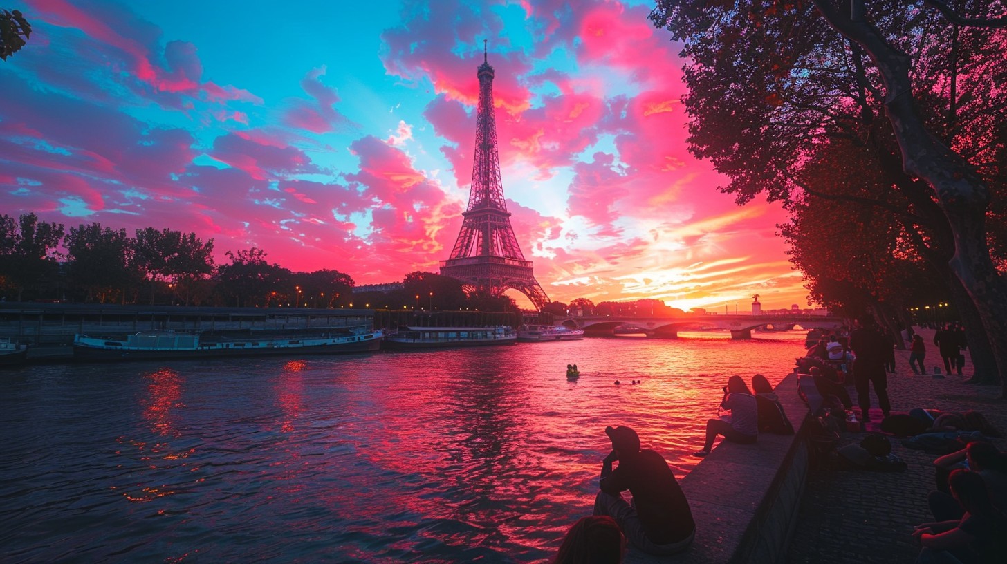 Free Parisian Sunset Romance Image - Paris, Sunset, Eiffel Tower ...