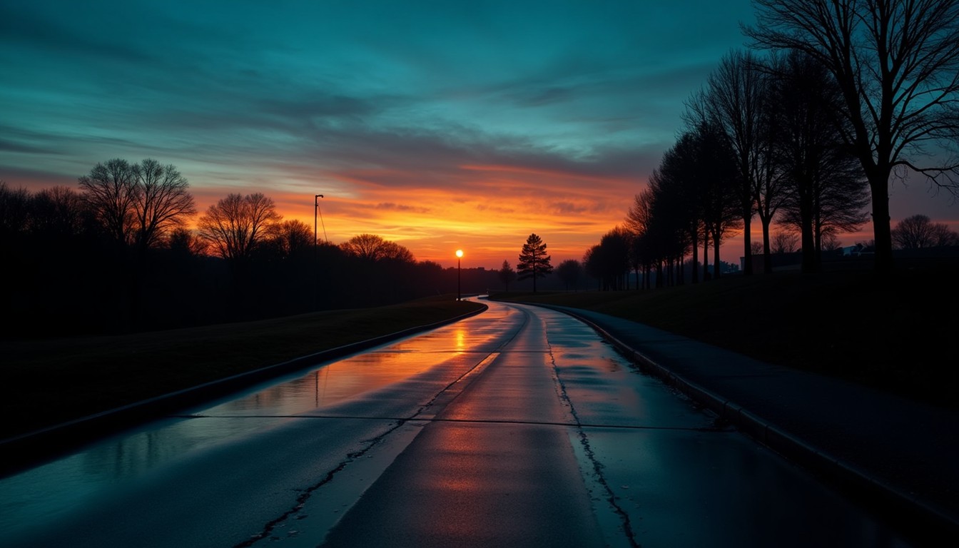 Free Reflective Twilight Road Photo - Sunset, Reflection, Road ...