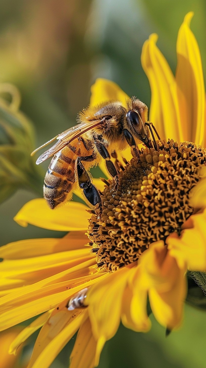 Free Bee on Sunflower Image - Bee, Sunflower, Pollen | Download at ...