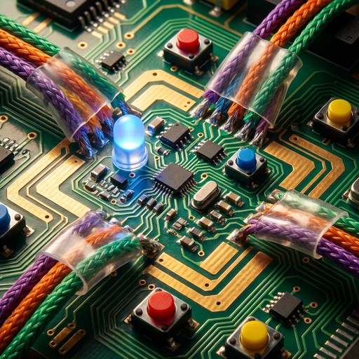 Vibrant electronic components arranged in perfect balance showcase ...
