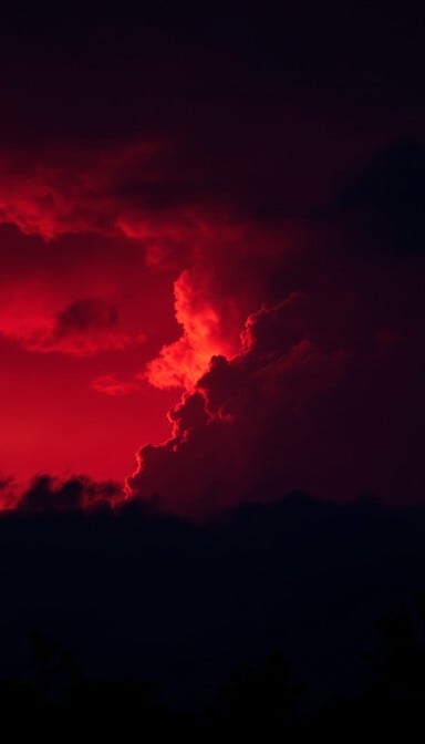 Wallpaper Crimson Sky Trees As The Sun Dips Over Fengxian, The Sky