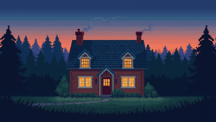 Free Twilight Forest Cottage Image - Cottage, Twilight, Pixel ...