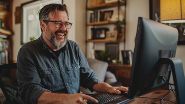 Free Joyful Senior Computing Image - Senior, Computer, Laughing ...