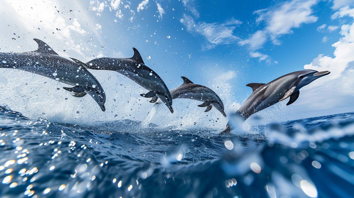 Middle Dolphin Free Dolphins at Play Image - Dolphins, Ocean, Leaping | Download at ...