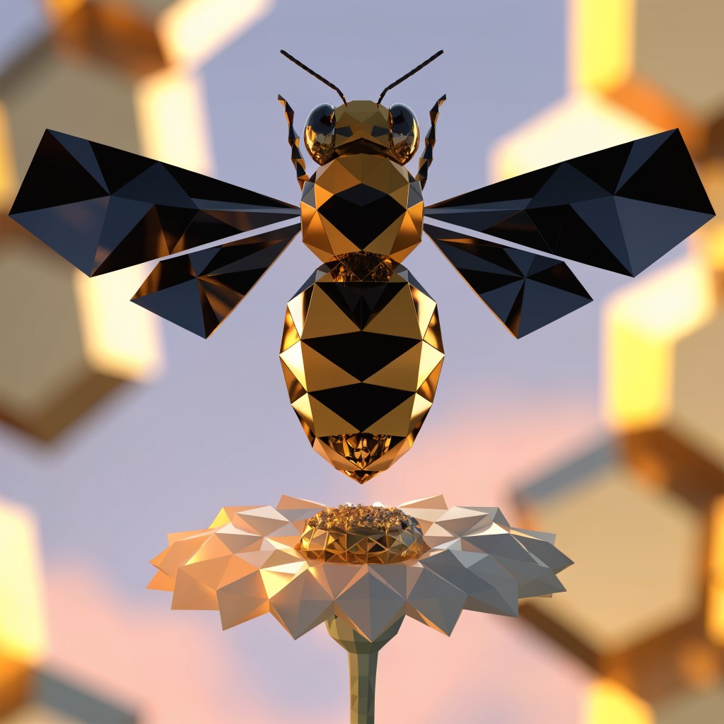 Bee Raphic Free Geometric Bee Illustration Image - Bee, Honeybee, Geometric ...