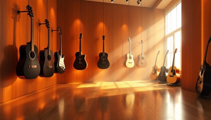 Sunlight On Instruments Free Sunlit Guitar Gallery Image | Download at StockCake
