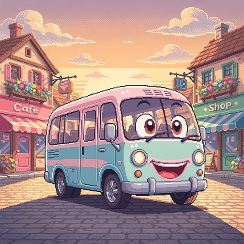 Free Happy Pixel Bus Image - Bus, Pixel, Retro | Download at StockCake
