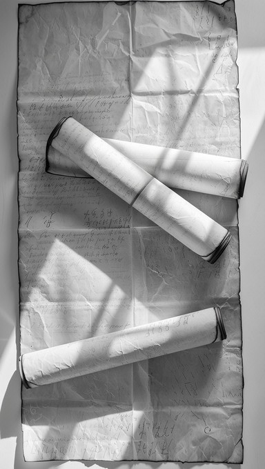 Parchment Inri Scroll Dramatically lit ancient parchment scrolls showcase rich textures and ...