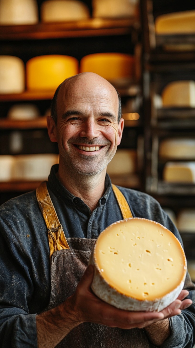 Free Cheesemaker holding cheese Image - Cheesemaker, Cheese, Smiling ...