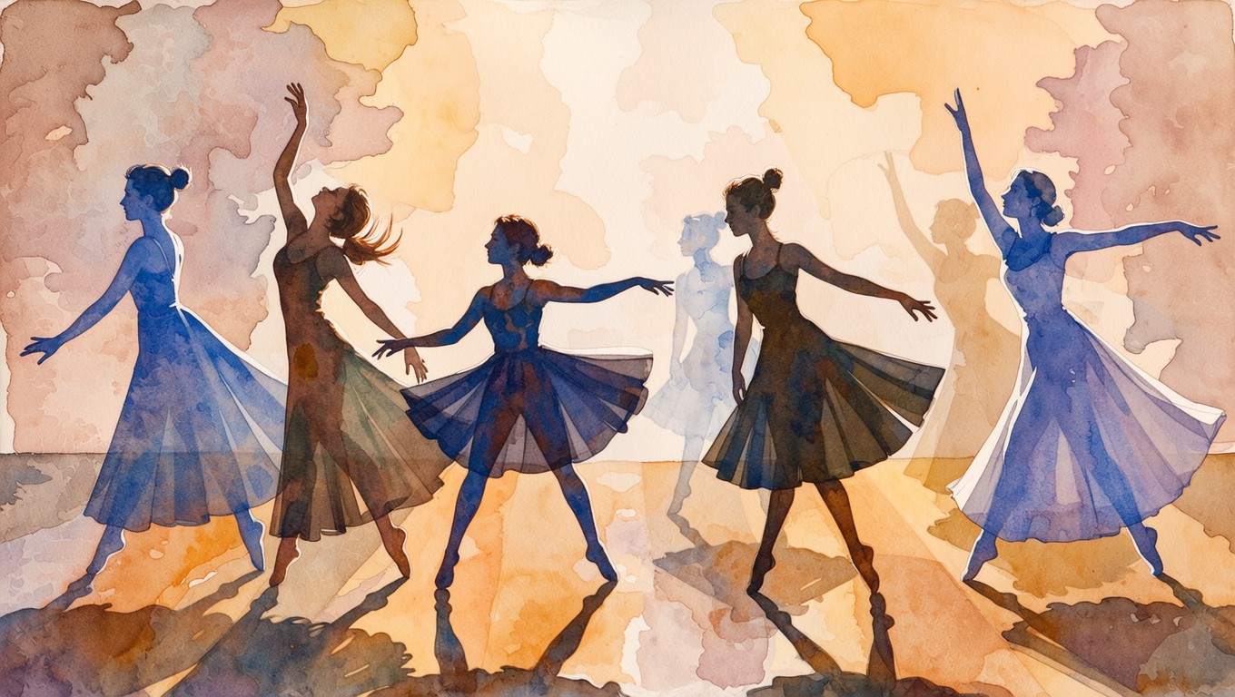 Free Dancing Shadow Forms Photo - Watercolor, Dancers, Silhouettes ...