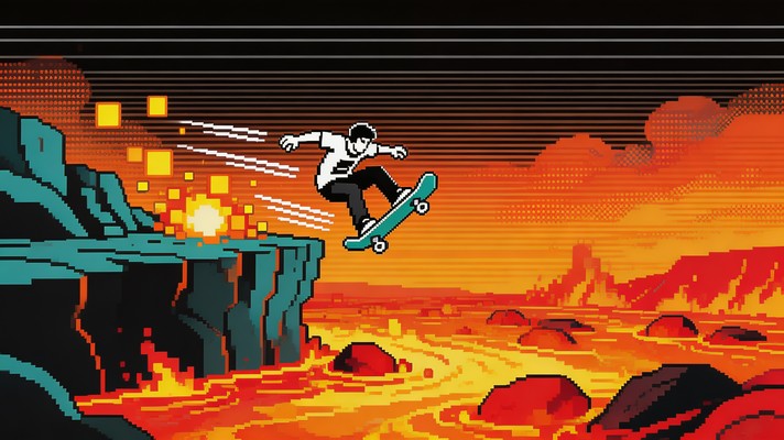 Free Extreme Lava Skateboarding Image - Skateboarding, Pixel, 8-bit ...