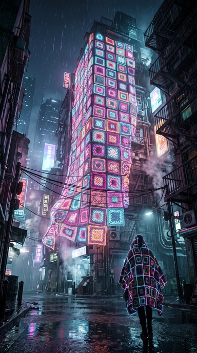 Download Neon Crochet Skyscraper Image - Cyberpunk, Neon, Skyscraper ...