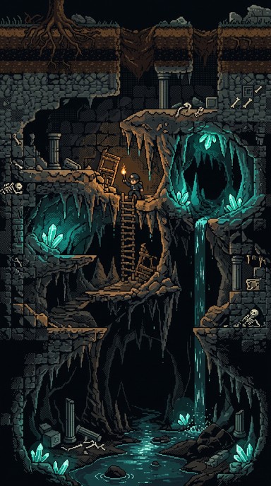 Free Deep Cave Descent Image - Pixel, Cave, Underground | Download at ...