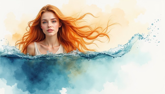 Female Flow Free Flowing Feminine Essence Image - Watercolor, Feminine, Portrait ...