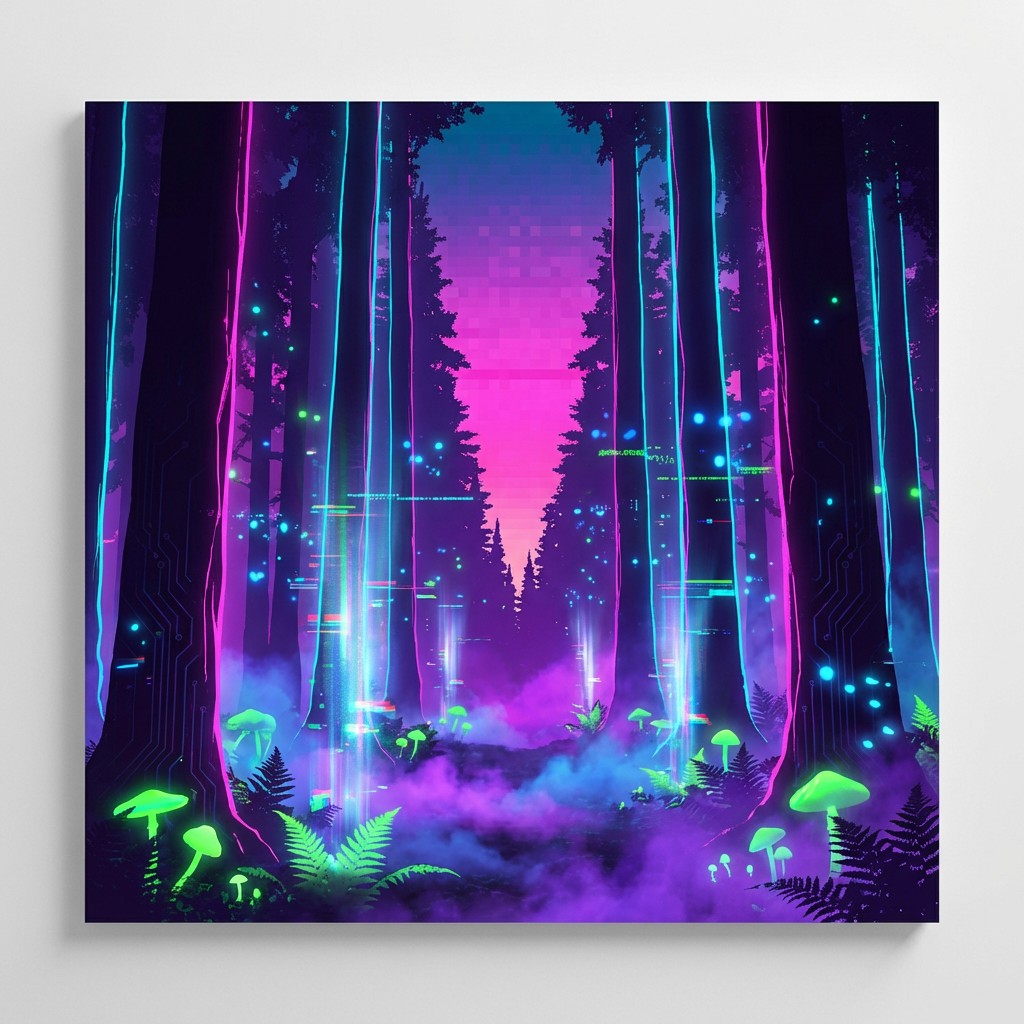 Free Neon Forest Sunset Image - Cyberpunk, Neon, Forest | Download at ...