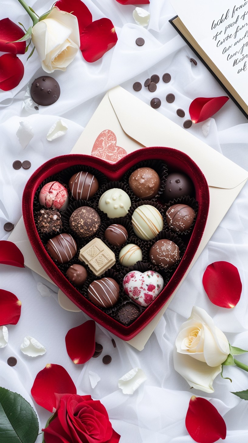 Cholate Gift Free Romantic Chocolate Gift Photo - Heart, Chocolates, Roses ...