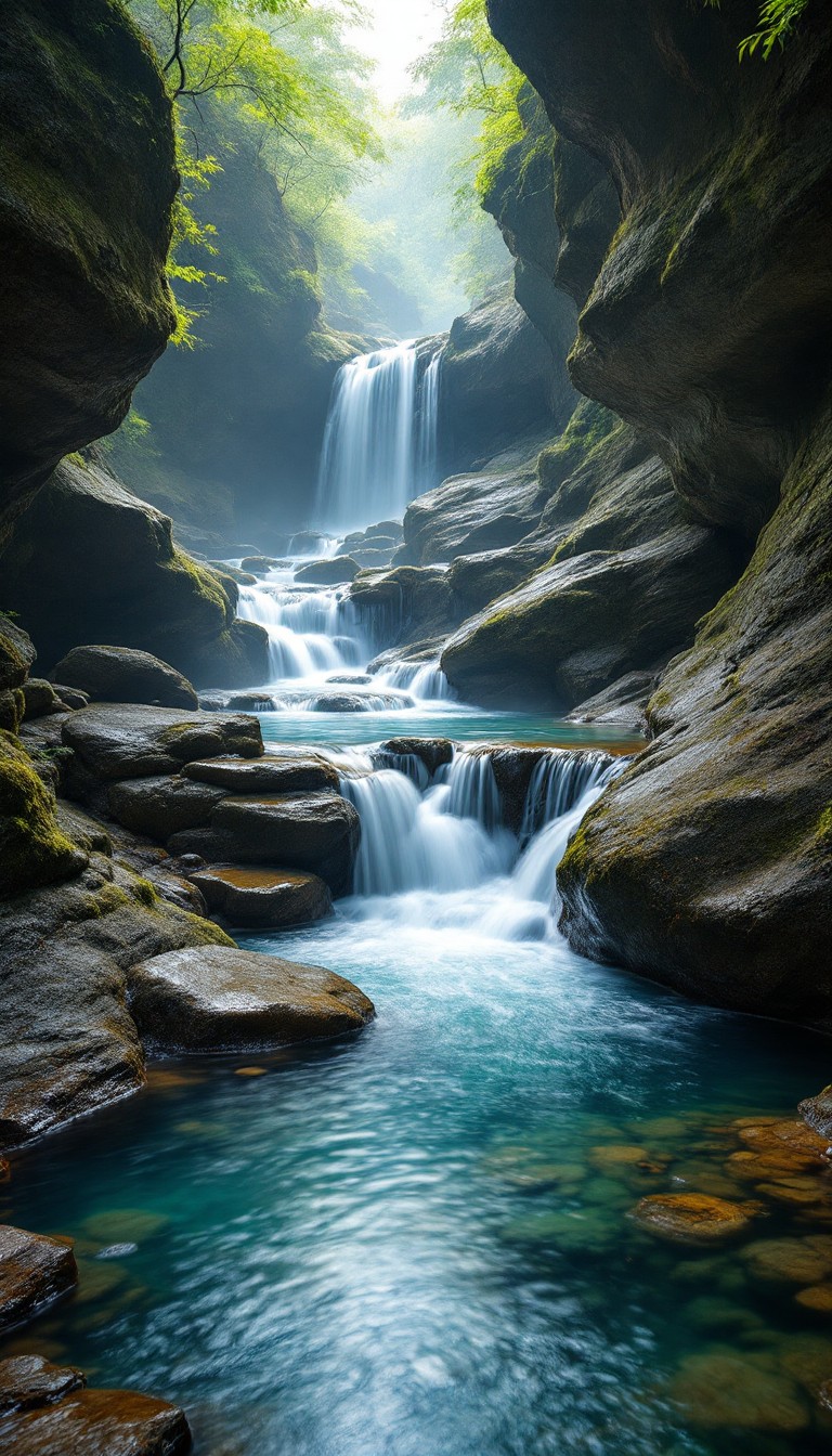 Free Mystical Forest Waterfall Image - Waterfall, Cascade, Stream ...