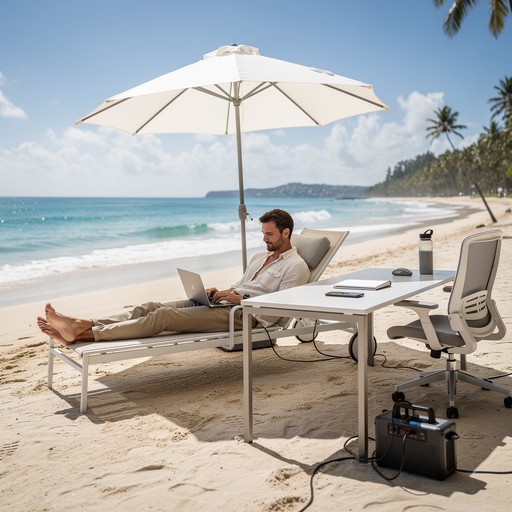 Free Beach Office Setup Image - Beach, Office, Laptop | Download at ...