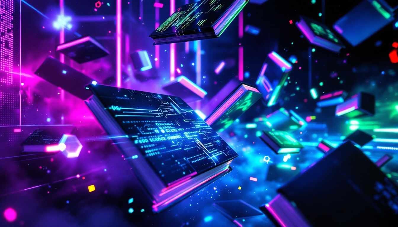 Free Neon Books Falling Image - Cyberpunk, Neon, Books | Download at ...