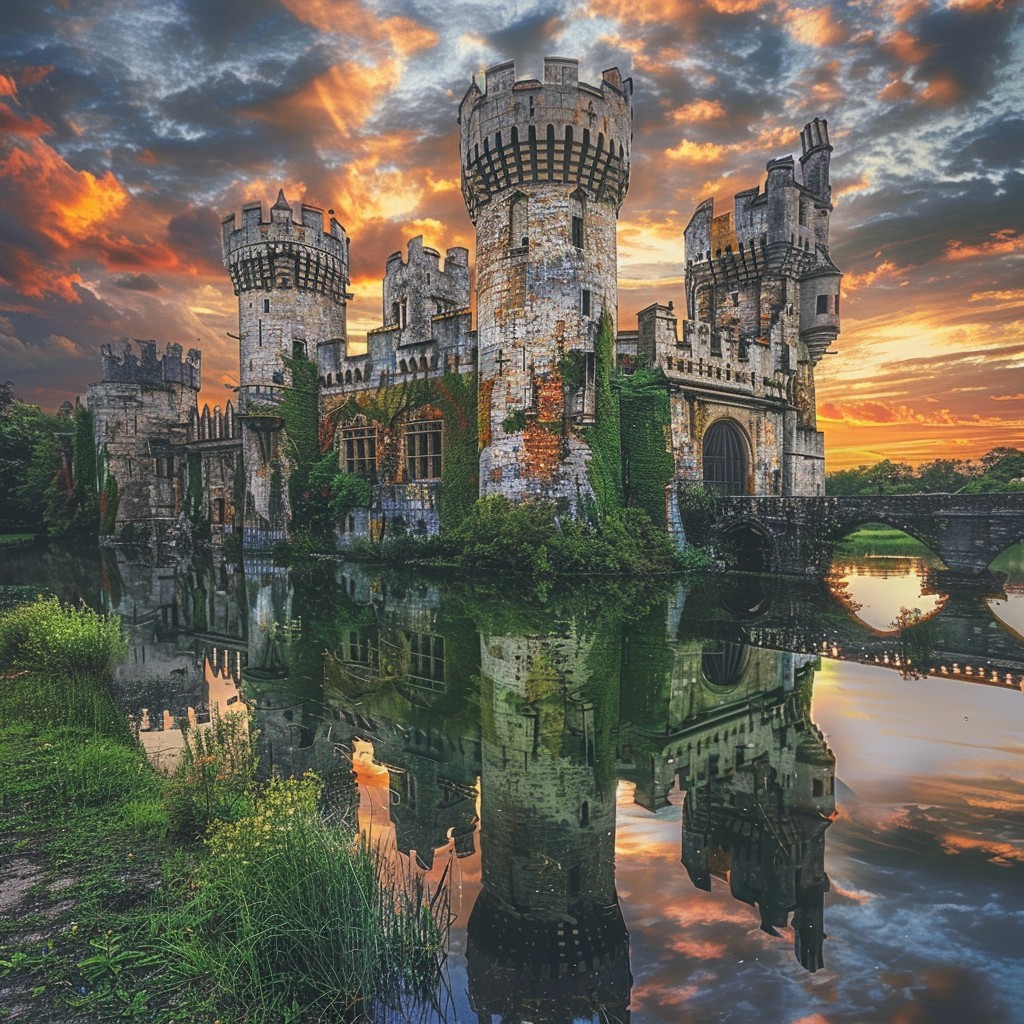 Free Stunning Castle Sunset Image - Castle, Sunset, Reflection ...