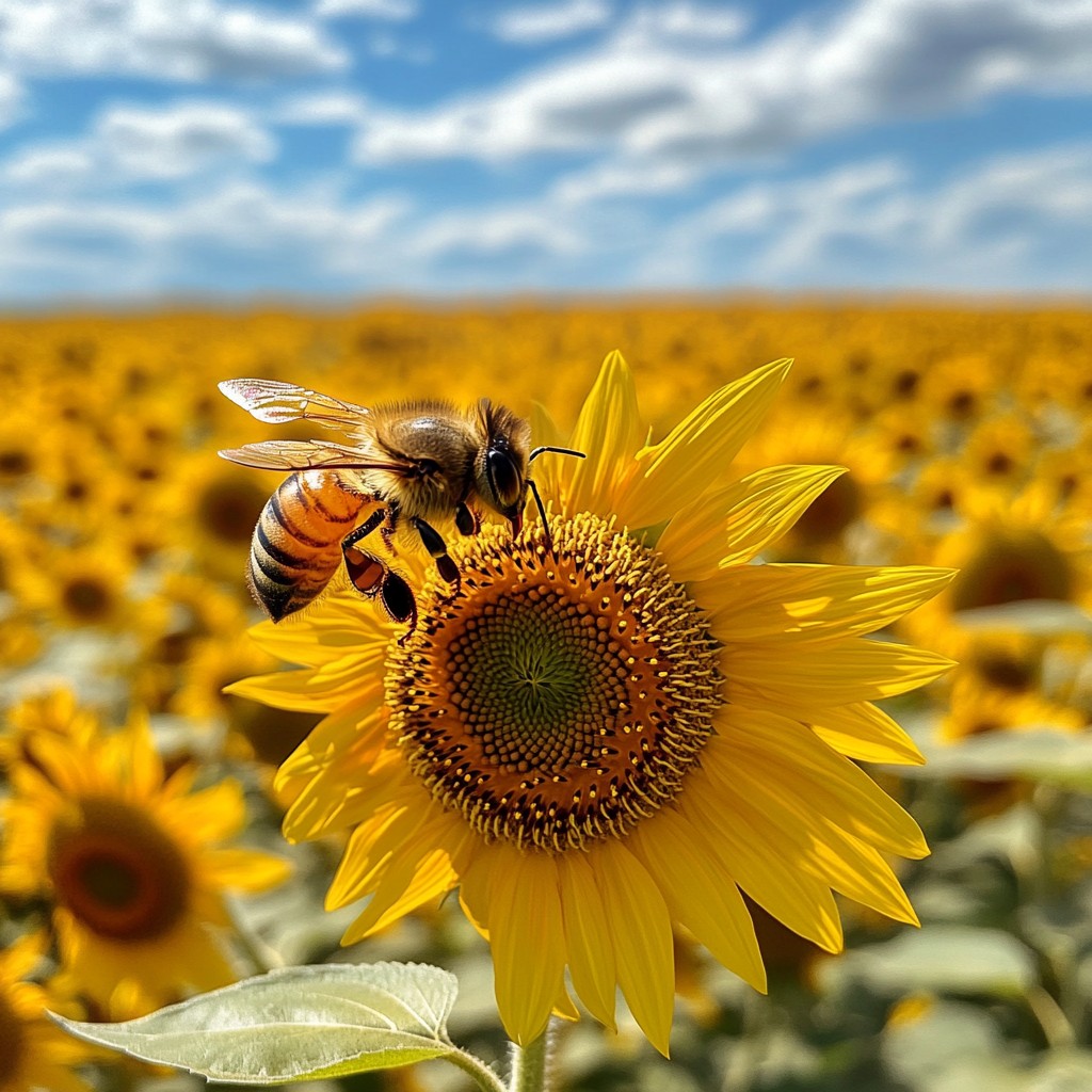 Free Bee on Sunflower Image - Bee, Sunflower, Pollination | Download at ...