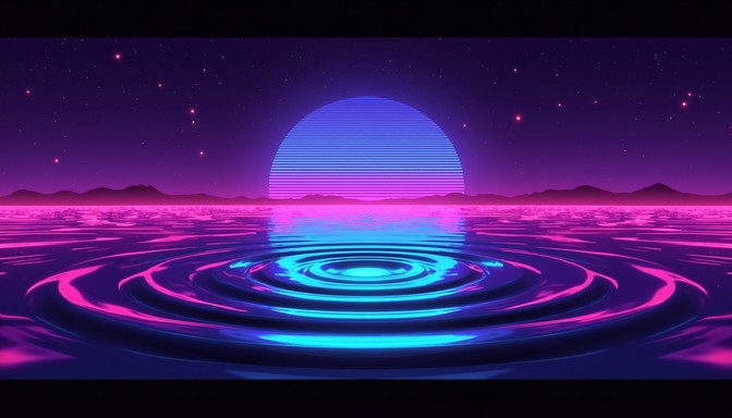 Free Neon Ripple Horizon Image - Synthwave, Neon, Ripples | Download at ...