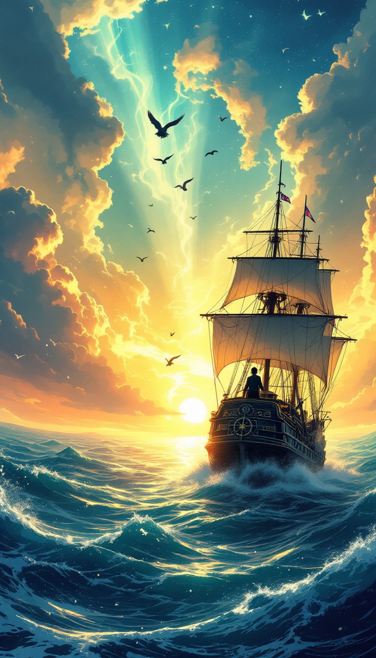 Free Sailing Into Sunset Image - Ship, Sunset, Ocean | Download at ...
