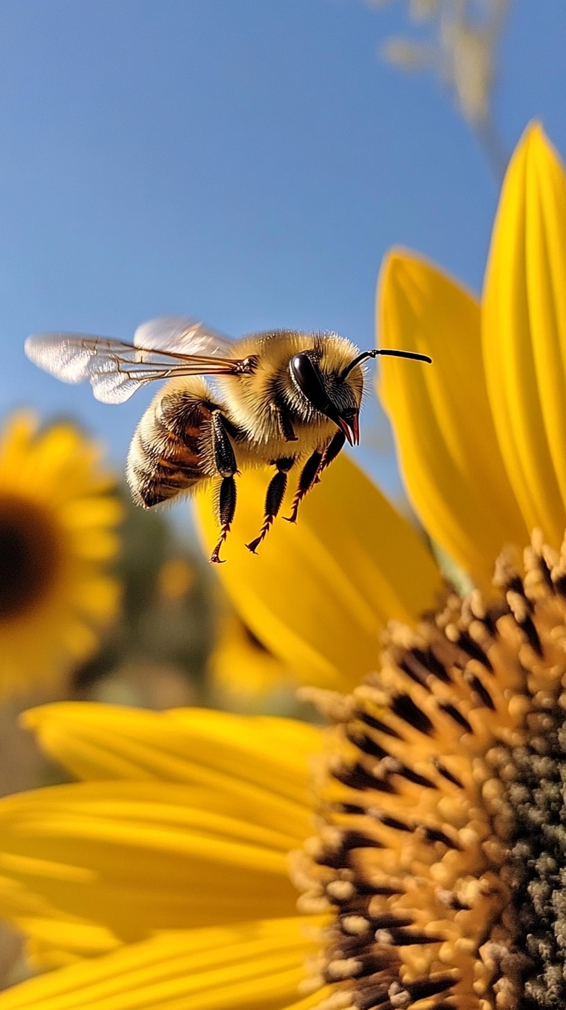 Free Bee pollinating sunflower Image - Bee, Sunflower, Pollination ...