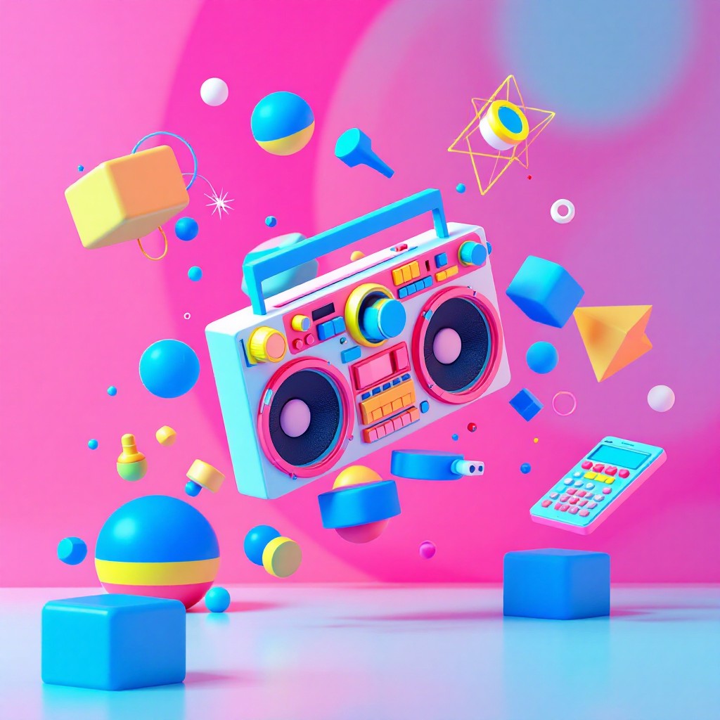 Colorful 80s Boombox