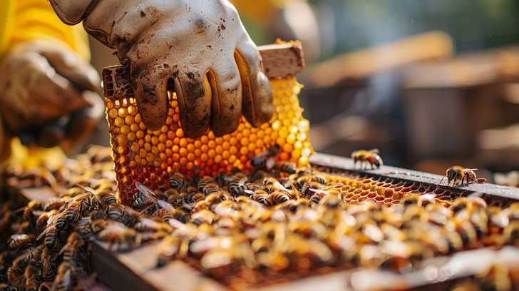 Free Beekeeper harvesting honey Image | Download at StockCake