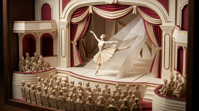 Stage Paper Model Free Paper Ballet Performance Image - Origami, Papercraft, Ballet ...