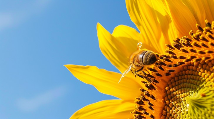 Free Bee on Sunflower Image - Sunflower, Bee, Pollen | Download at ...