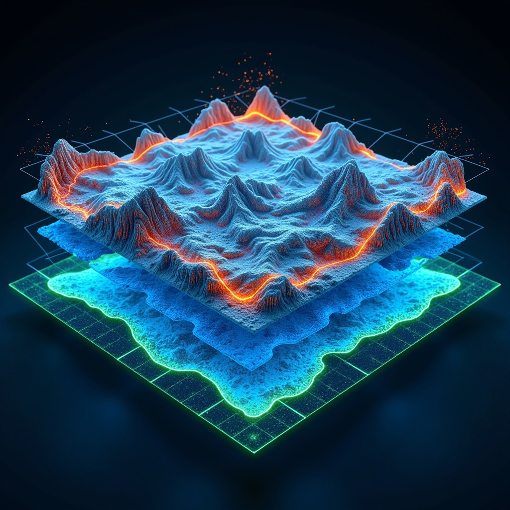 Free Layered Data Landscape Image - Topographical, 3d, Visualization ...