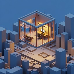 Working Station Design Floating Free Floating Workspace Design Image - Isometric, Workspace, 3d ...