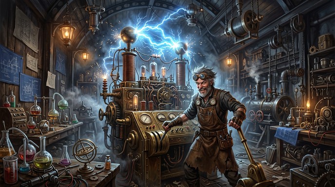 Free Electric Steampunk Genius Image - Steampunk, Inventor, Scientist ...