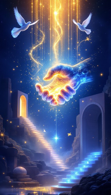 Free Celestial Unity Handshake Image - Handshake, Unity, Celestial ...