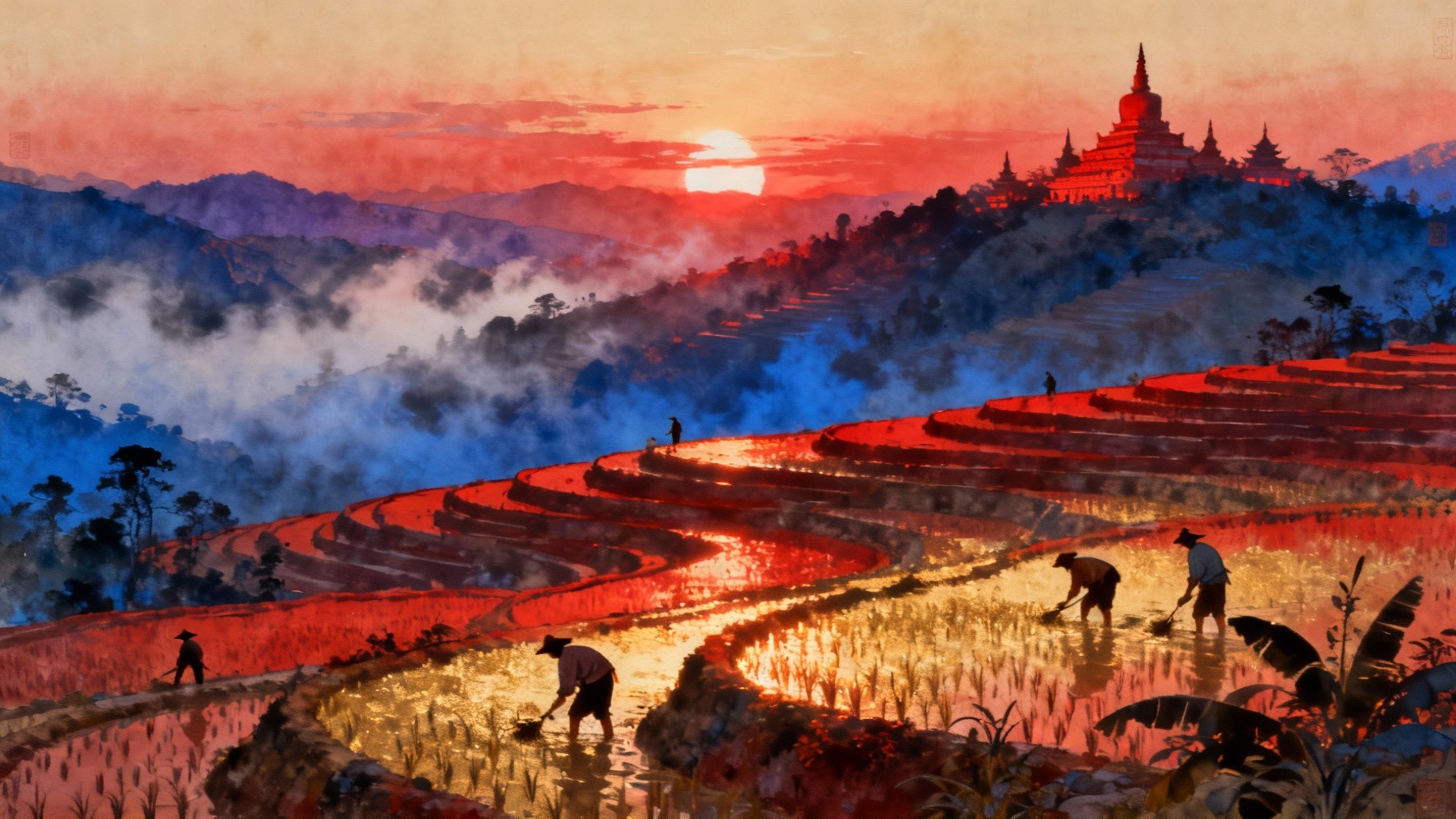 Free Dawn Rice Cultivation Image - Sunrise, Farmers, Rice | Download at ...