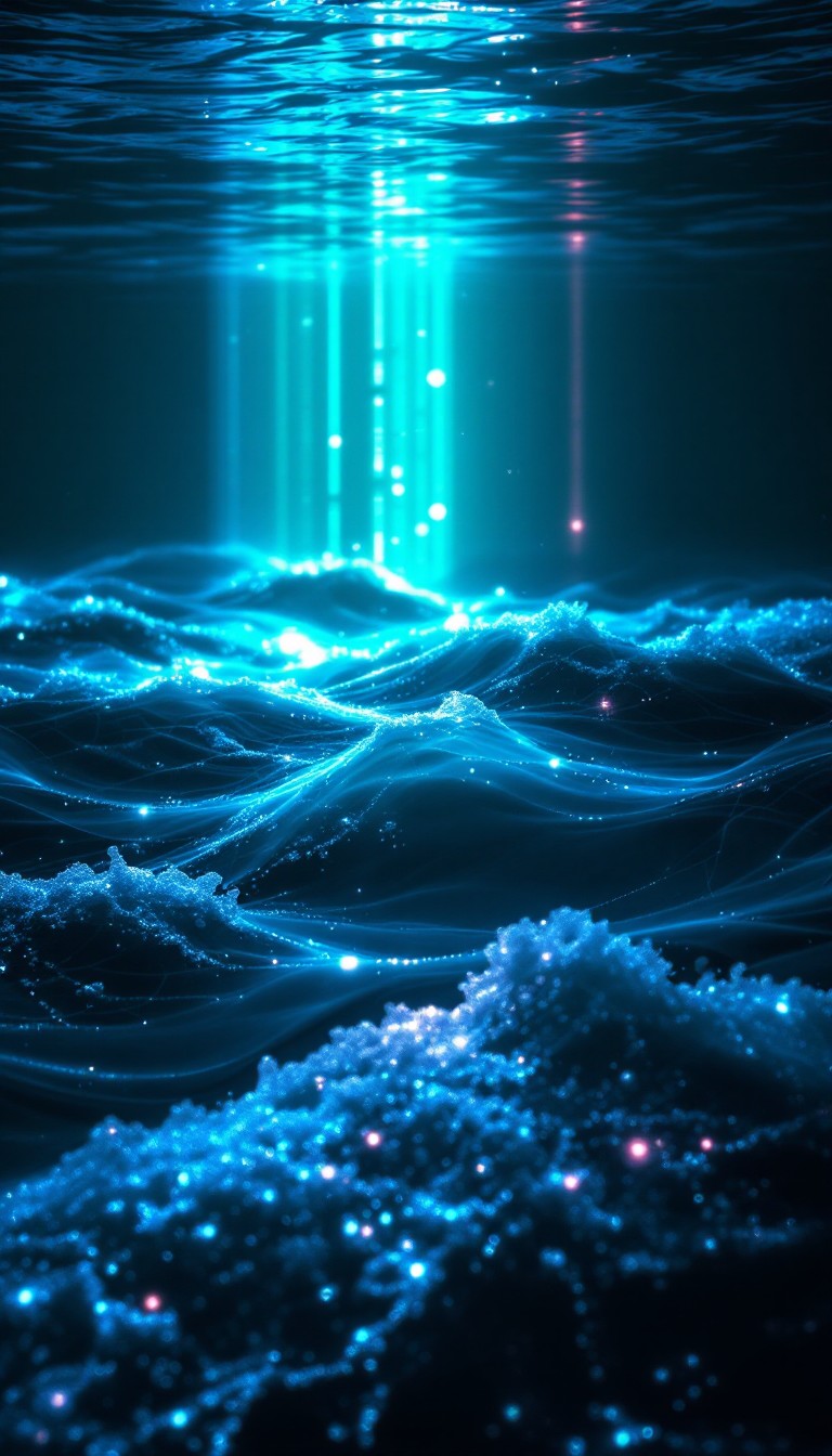 Technology Background Ocean Free Digital Ocean Depths Image - Cyberpunk, Underwater, Holographic ...