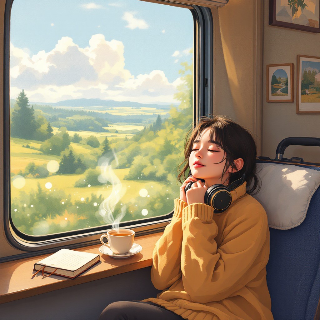 Download Peaceful Train Journey Image - Anime, Manga, Illustration
