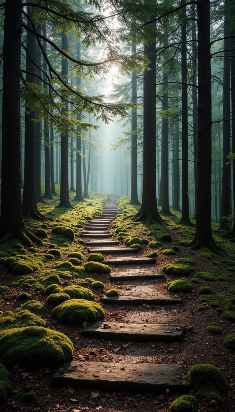 Free Misty Forest Path Image - Forest, Path, Misty | Download at StockCake