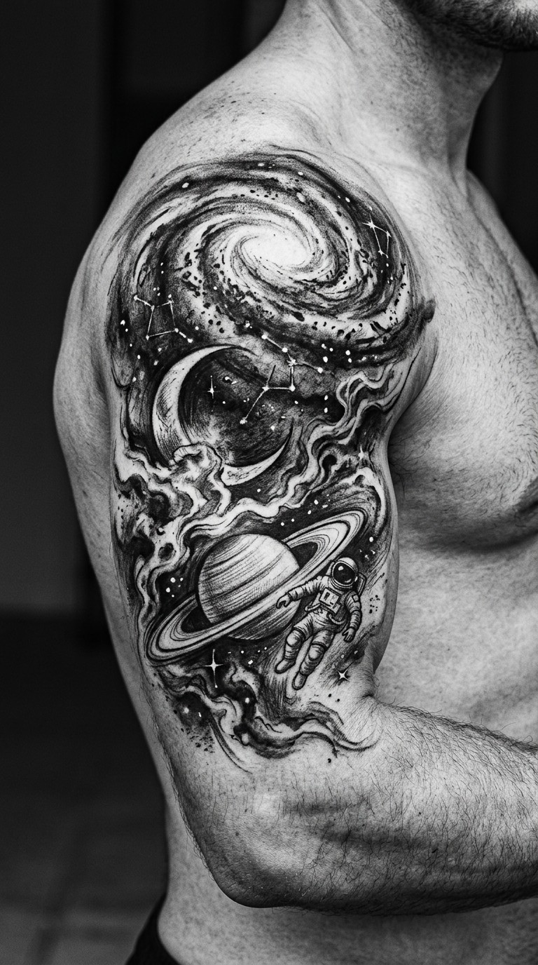 Free Cosmic Tattoo Art Image - Tattoo, Charcoal, Sketch | Download at ...
